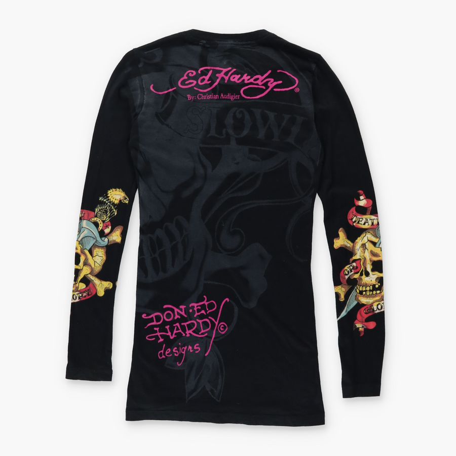ED HARDY "Love Kills Slowly" Christian Audigier Long Sleeve Tee (Women's XS-S)