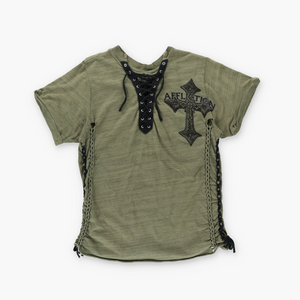 AFFLICTION Embellished Cross Wing Print Laced YK2 Tee (Women's M)
