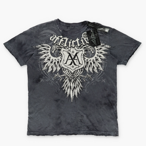 AFFLICTION Y2K Reversable USA Made Griffin & Shield Distressed Tee (L)