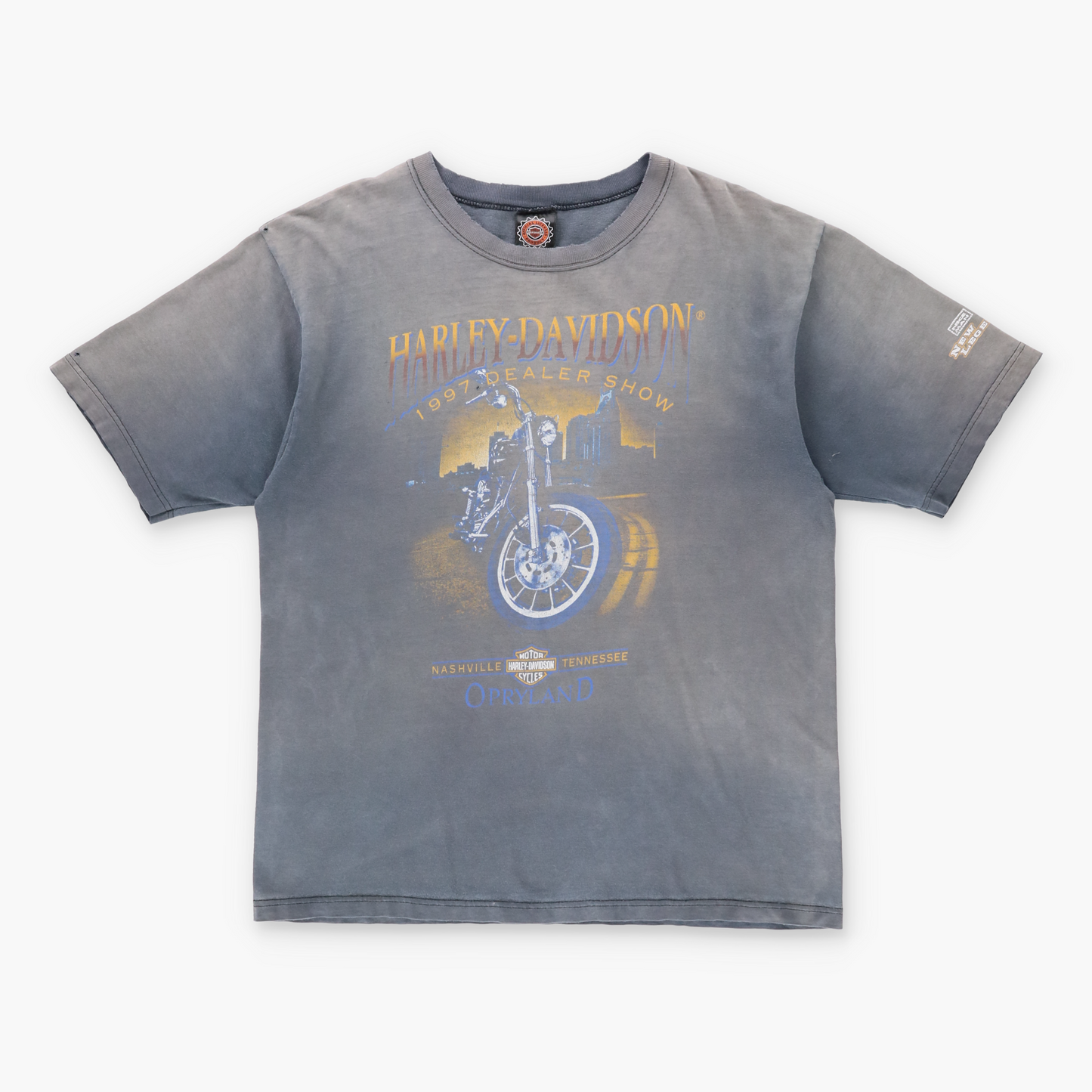 Vintage HARLEY DAVIDSON 1997 'Dealer's Show' Distressed Faded USA Made Motorcycle T-Shirt (L-XL) Vintage Sole Melbourne