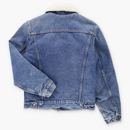 Vintage LEVI'S Sherpa Lined Blue Denim Snap Button Trucker Jacket USA Made (XS) Vintage Sole Melbourne