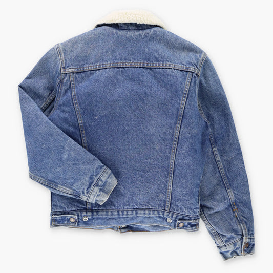 Vintage LEVI'S Sherpa Lined Blue Denim Snap Button Trucker Jacket USA Made (XS)