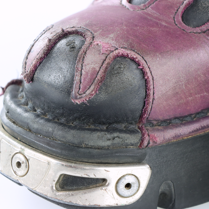 NEW ROCK 'Reactor' Purple Flame Black Leather Boots (36)