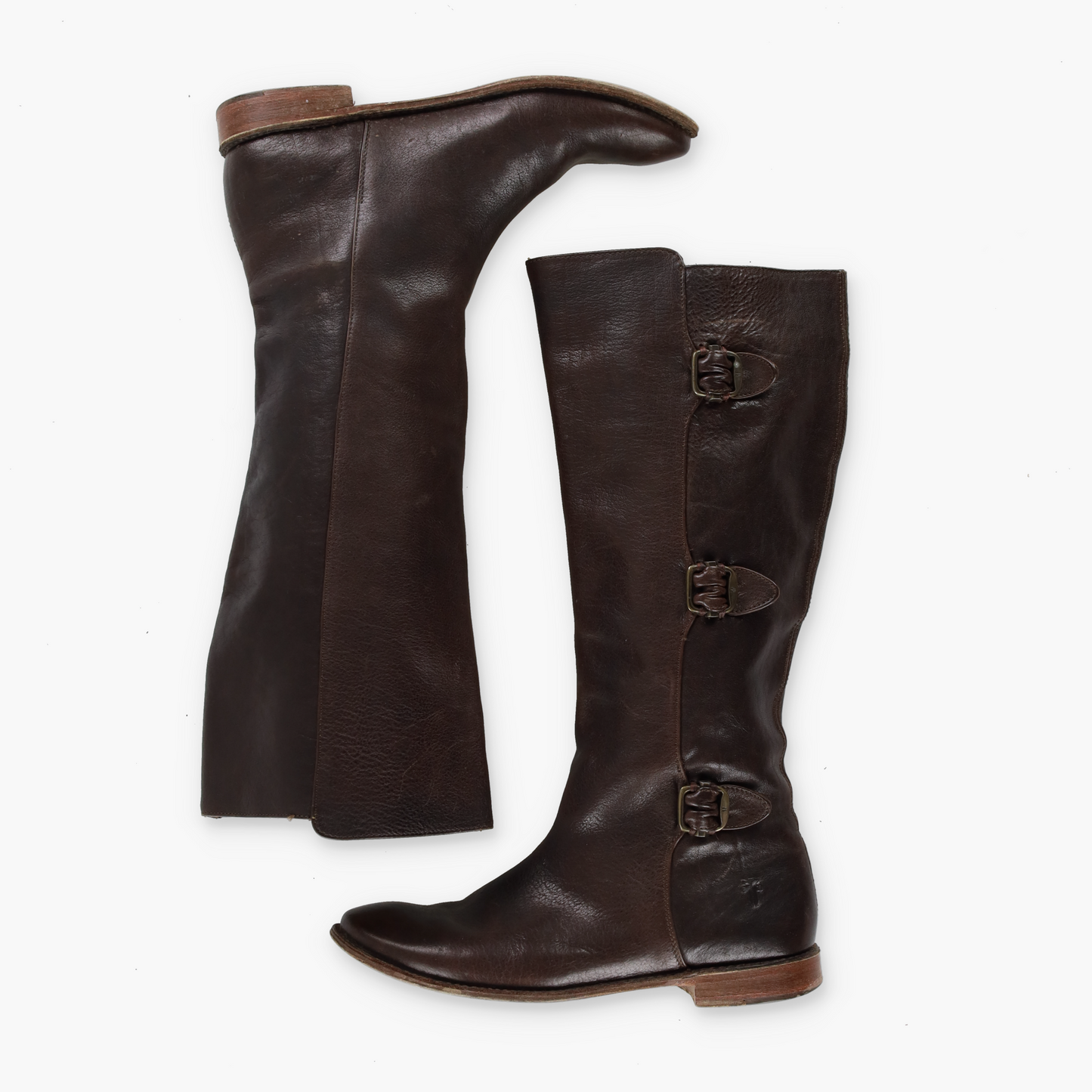 FRYE 'Paige Buckle' Brown Leather Tall Boots (8)