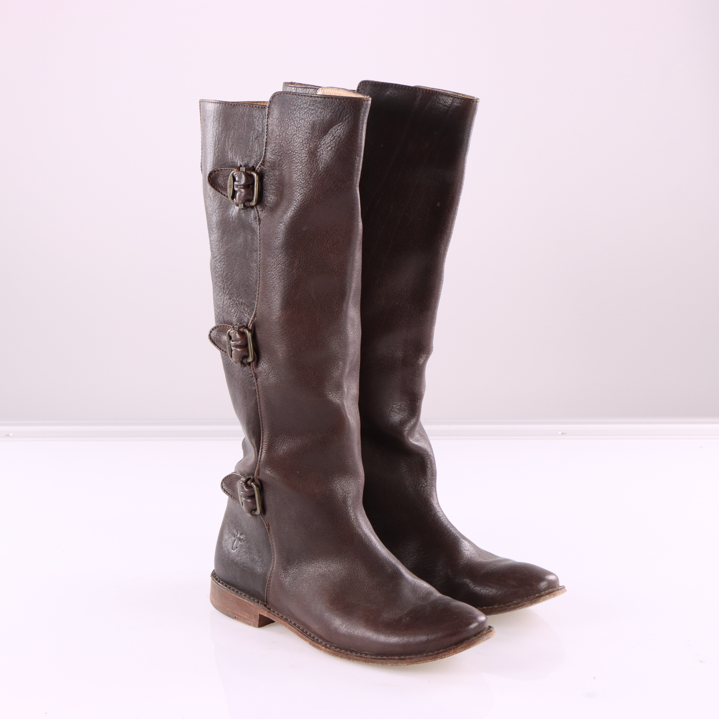 FRYE 'Paige Buckle' Brown Leather Tall Boots (8)