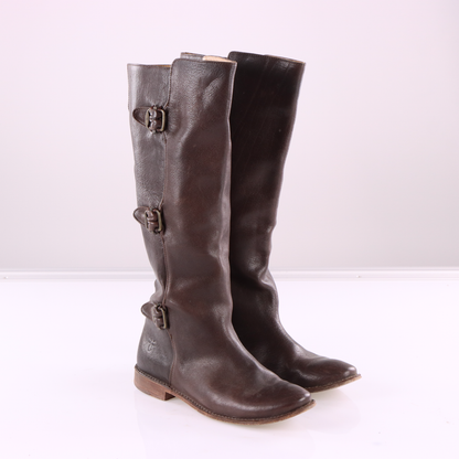 FRYE 'Paige Buckle' Brown Leather Tall Boots (8)