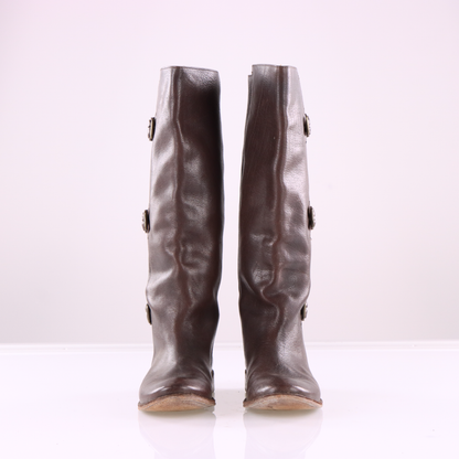 FRYE 'Paige Buckle' Brown Leather Tall Boots (8)