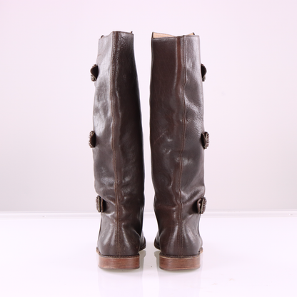 FRYE 'Paige Buckle' Brown Leather Tall Boots (8)