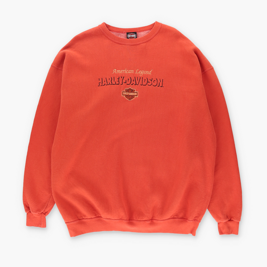 HARLEY DAVIDSON Embroidered Orange USA Made Sweatshirt (XXL)