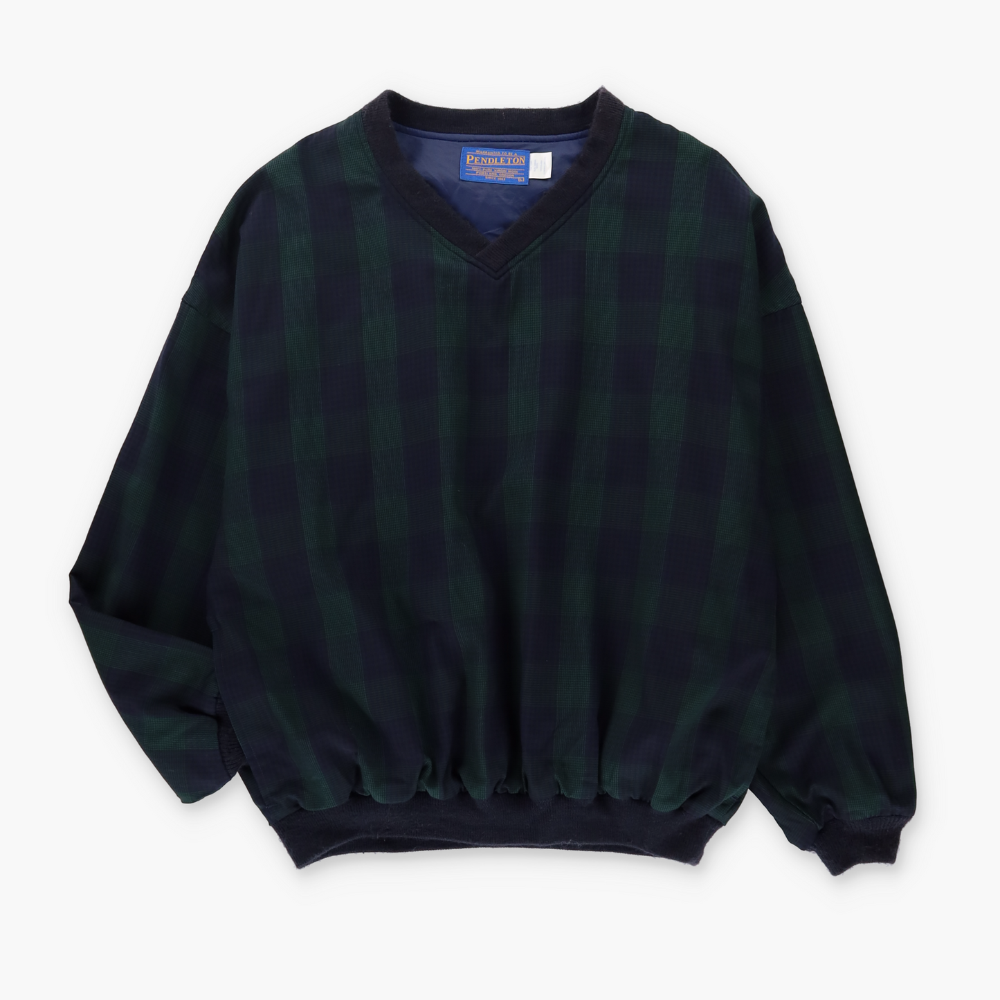 PENDLETON Green & Blue Plaid Lined Pull Over Sweatshirt USA Made (L)