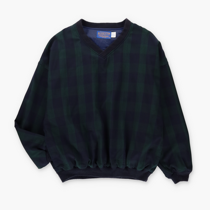 PENDLETON Green & Blue Plaid Lined Pull Over Sweatshirt USA Made (L)