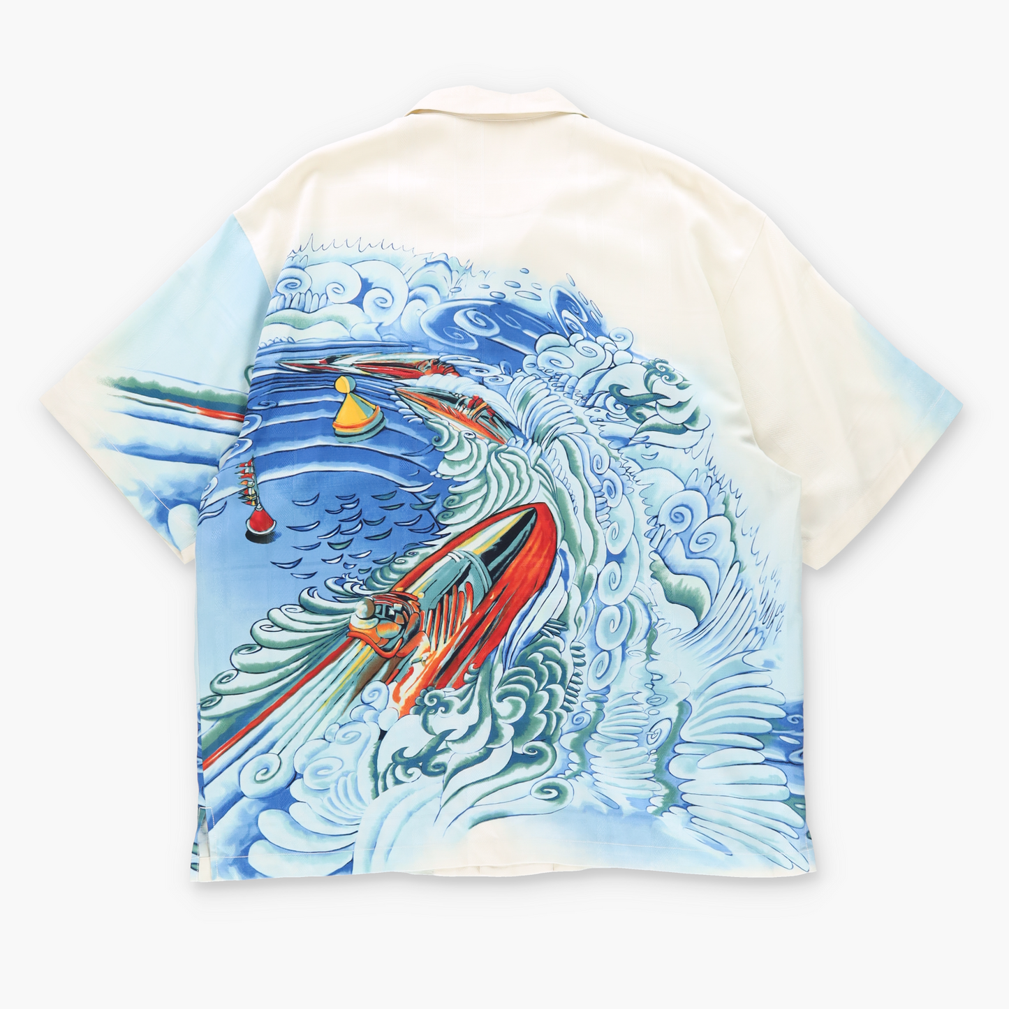 TOMMY BAHAMA Island Racer Hawaiian All Over Print Aloha Silk Shirt (XL)