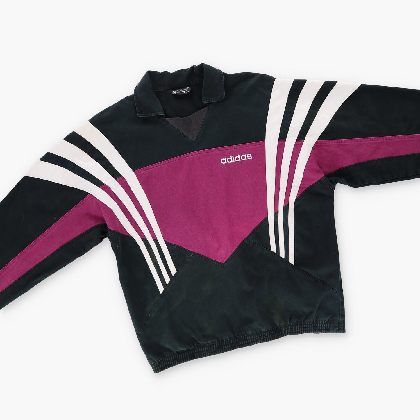 Vintage ADIDAS 90s Colour Block 3-Stripe Pop Over Sweatshirt (M-L)