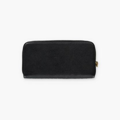 PRADA Black Saffiano Leather Zip Around Wallet