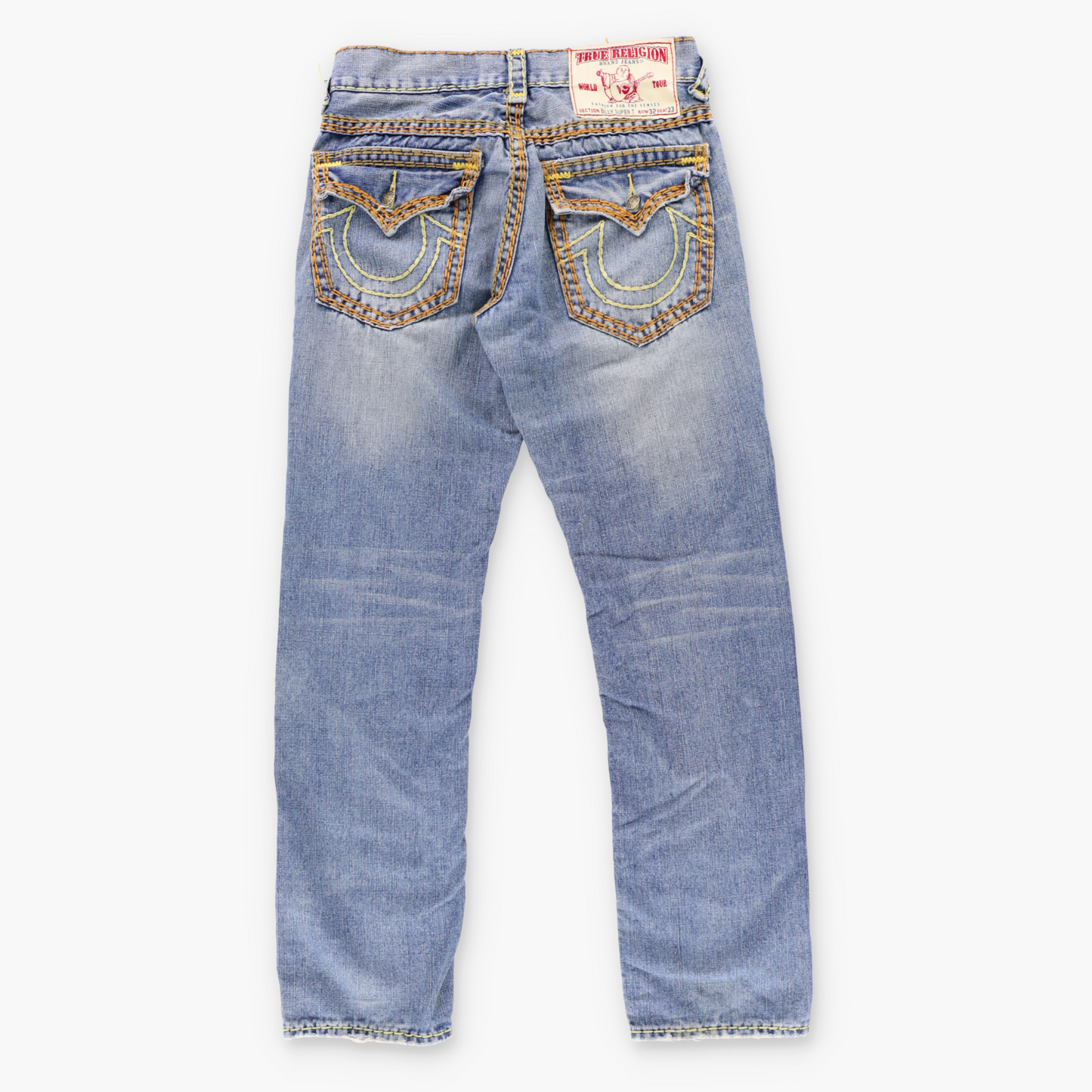 Vintage TRUE RELIGION 'Billy Super T' USA Made Thick Stitch Blue Jeans (32x33) ***COCO Vintage Sole Melbourne