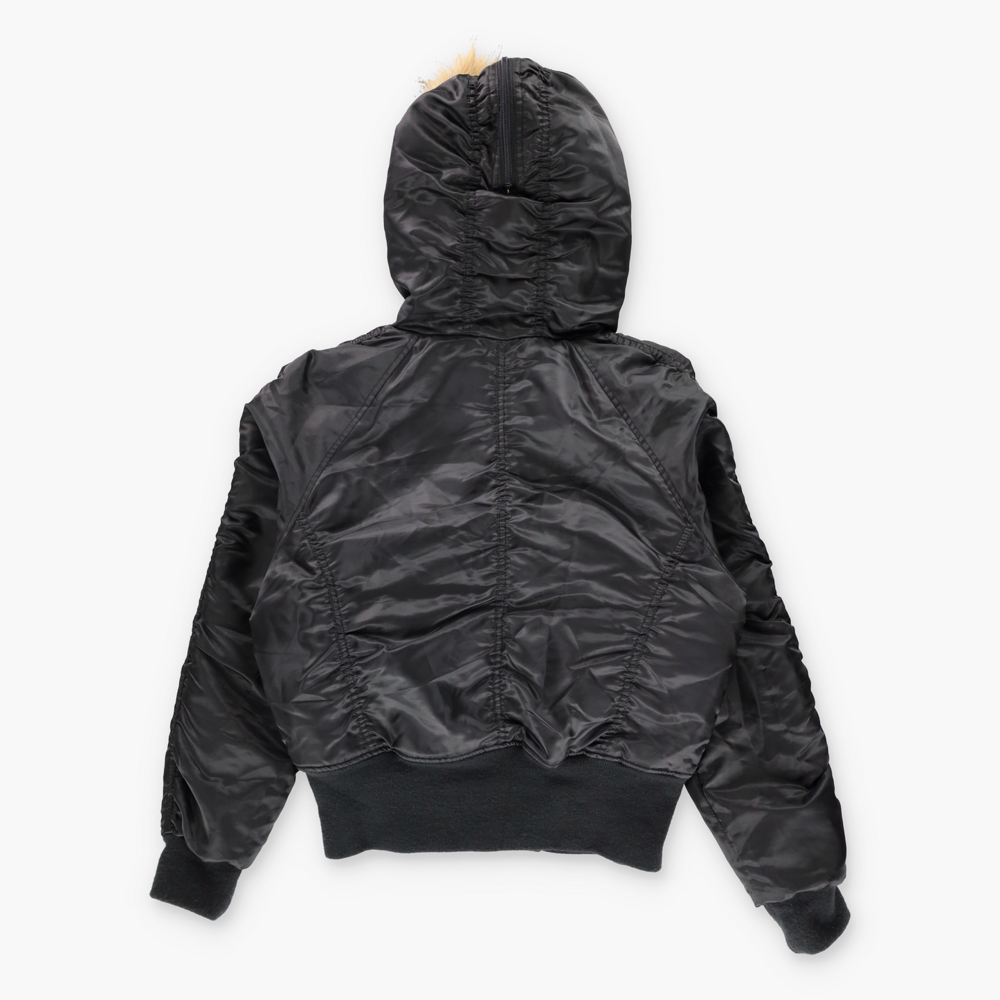 Vintage SOUTHPOLE Embroidered Gold Logo Black Y2K Faux Fur Hoodie Puffer Jacket (Women's S) ***COCO Vintage Sole Melbourne