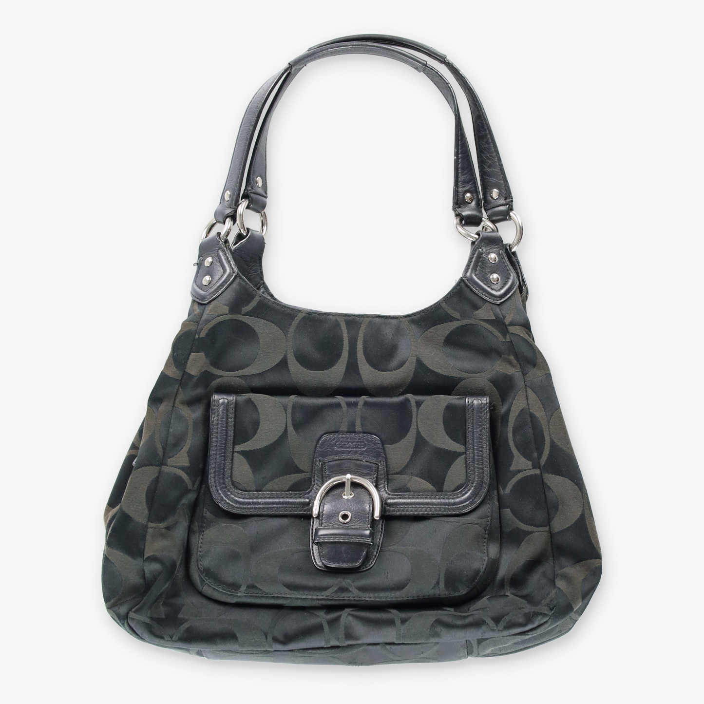 Vintage COACH F24742 Signature Logo 'Campbell' Black Shoulder Bag Vintage Sole Melbourne