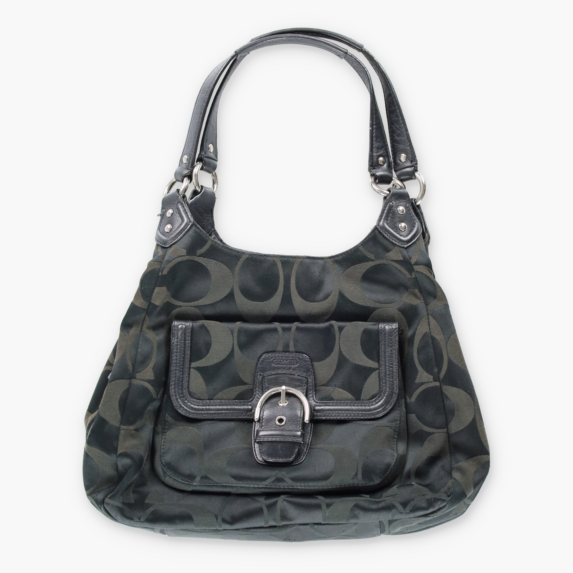 Vintage COACH F24742 Signature Logo 'Campbell' Black Shoulder Bag Vintage Sole Melbourne