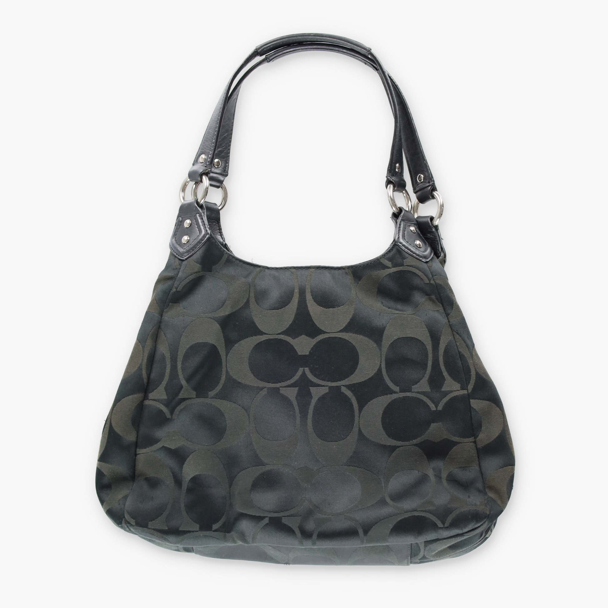 Vintage COACH F24742 Signature Logo 'Campbell' Black Shoulder Bag Vintage Sole Melbourne