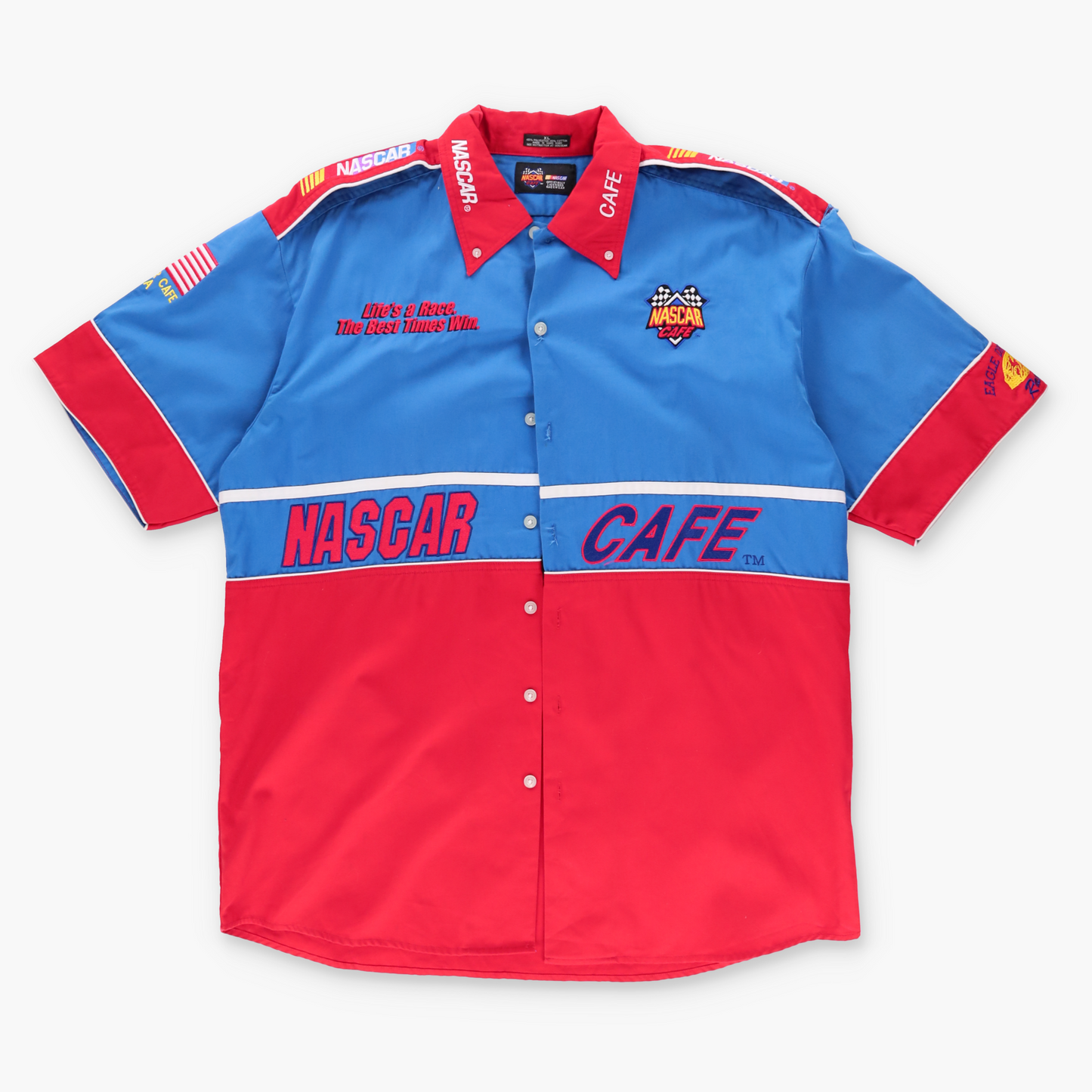 NASCAR CAFE Embroidered Button Up Short Sleeve Shirt (XL)
