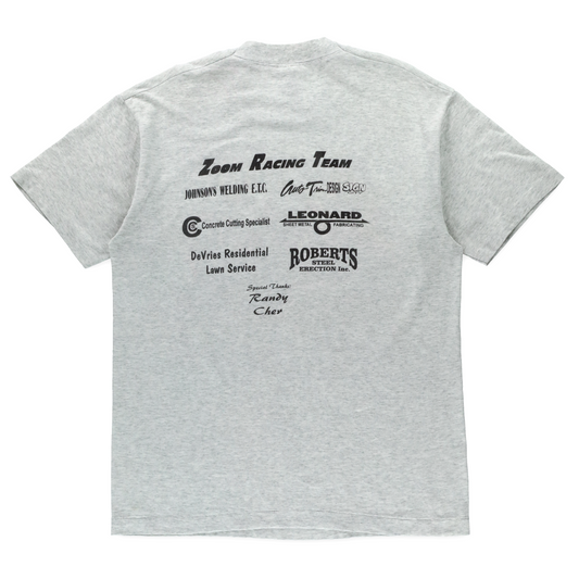 Looney Tunes 'Michigan Dwarf Car Racing' Single Stitch Double Sided Light Grey Tee (M-L)
