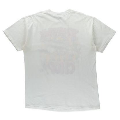 Atlanta Braves "Tomahawk Chop" MLB Caricature Single Stitch White Tee USA Made (XL)