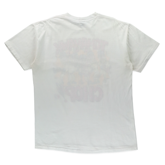 Atlanta Braves "Tomahawk Chop" MLB Caricature Single Stitch White Tee USA Made (XL)