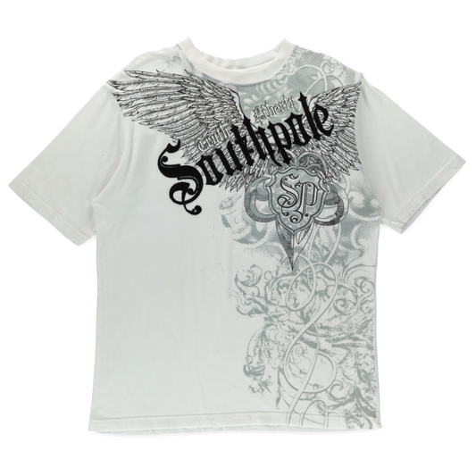 SOUTHPOLE Truth & Liberty Y2K Style Beaded Spell Out T-Shirt (L)