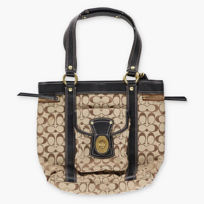 Vintage COACH G0826 Turnlock Black & Brown Harness Zip Hand Bag