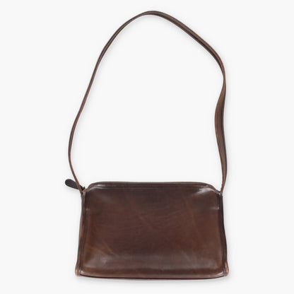 Vintage COACH C99 9057 Brown Leather Aero Small Zip Shoulder Bag