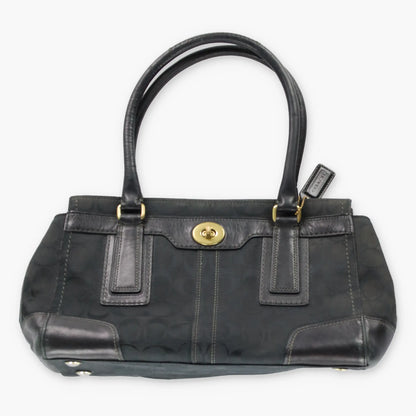 Vintage COACH F0771 Turnlock Black & Gold Shoulder Bag