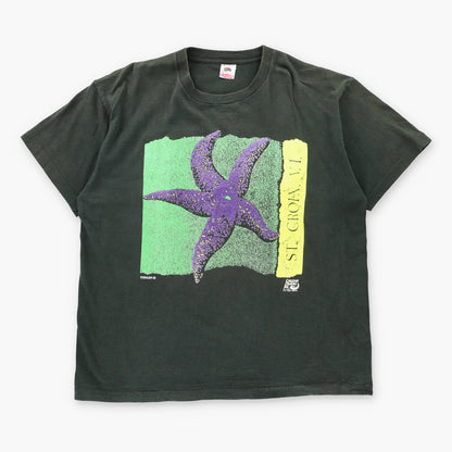 Vintage 1992 St. Croix Starfish Black USA Made Black Single Stitch Tee (XL)