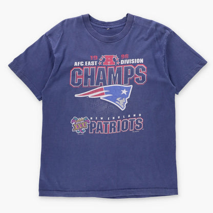 Vintage 1996 NFL New England Patriots Single Stitch Navy Blue Super Bowl Tee (L)