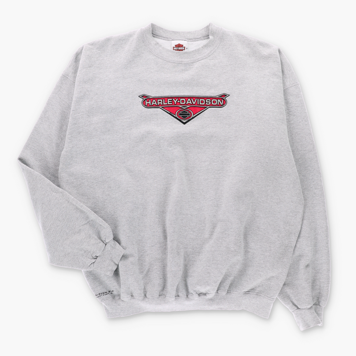 HARLEY DAVIDSON Reflective Red Logo Grey Marle Sweatshirt (XL)