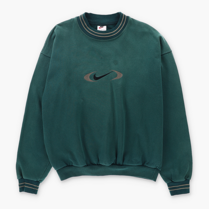 NIKE Oval Centre Swoosh Logo 90s Ringer Sweatshirt (L)