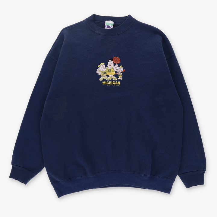 Michigan Wolverines x The Flintstones 90s Embroidered Sweatshirt USA Made (L-XL)
