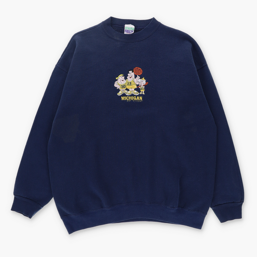 Michigan Wolverines x The Flintstones 90s Embroidered Sweatshirt USA Made (L-XL)