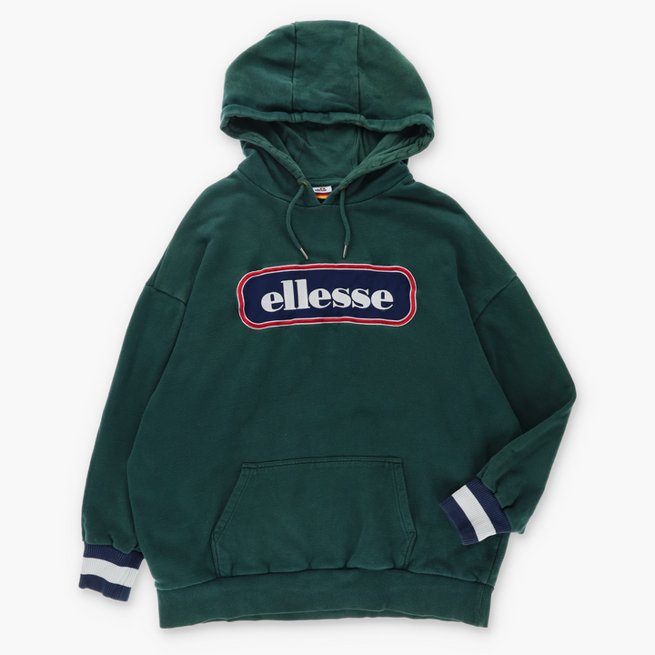 ELLESSE 90s Centre Logo Ringer Oversized Hoodie Sweatshirt (XXL)