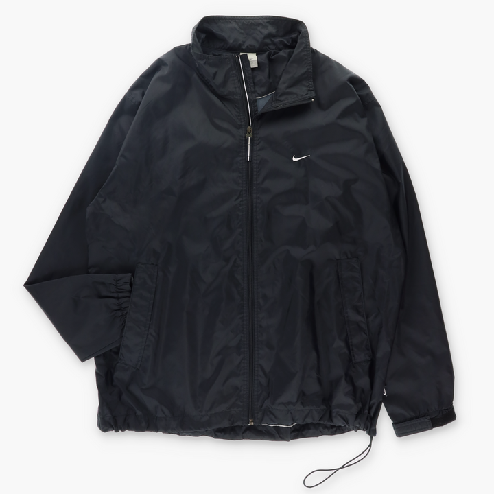 NIKE Swoosh Logo Black Windbreaker Jacket (XL)