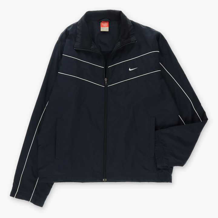 NIKE Black & White Stripe Boxy Windbreaker Jacket (L)