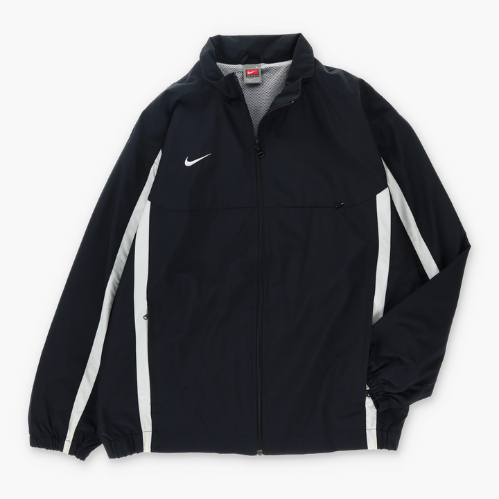 NIKE Black & White Thick Stripe Oversized Windbreaker Jacket (XXL)