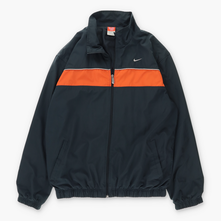 NIKE Orange Stripe Grey Windbreaker Jacket (L)