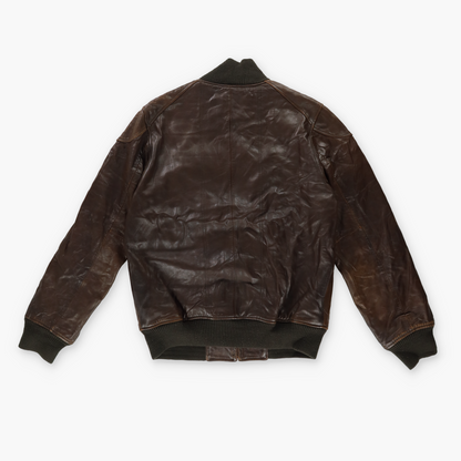 SEAN JOHN Brown Detailed Genuine Leather Zip-Up Jacket (M-L)