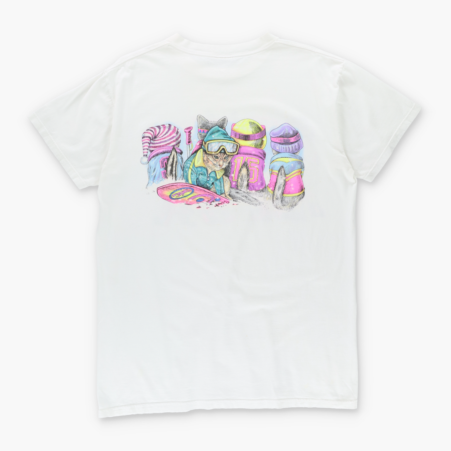 Cats 90s Skii Snow Sports 'Heads & Tails' Double Sided T-Shirt (XL)