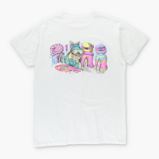 Cats 90s Skii Snow Sports 'Heads & Tails' Double Sided T-Shirt (XL)