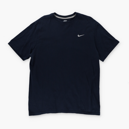 NIKE Dark Navy Blue Embroidered Swoosh Logo T-Shirt (L-XL)