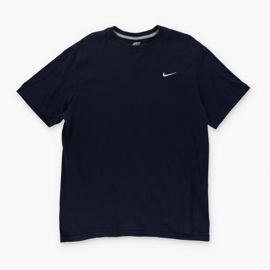 NIKE Dark Navy Blue Embroidered Swoosh Logo T-Shirt (L-XL)