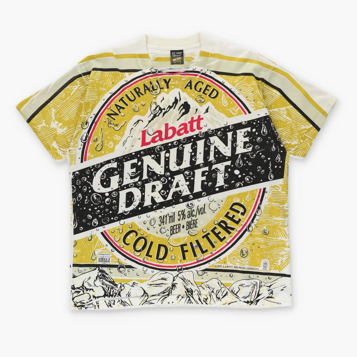 Vintergön Rabatt Labatt Genuine Draft 1993 All Over Print Canada Made Boxy T-Shirt ...