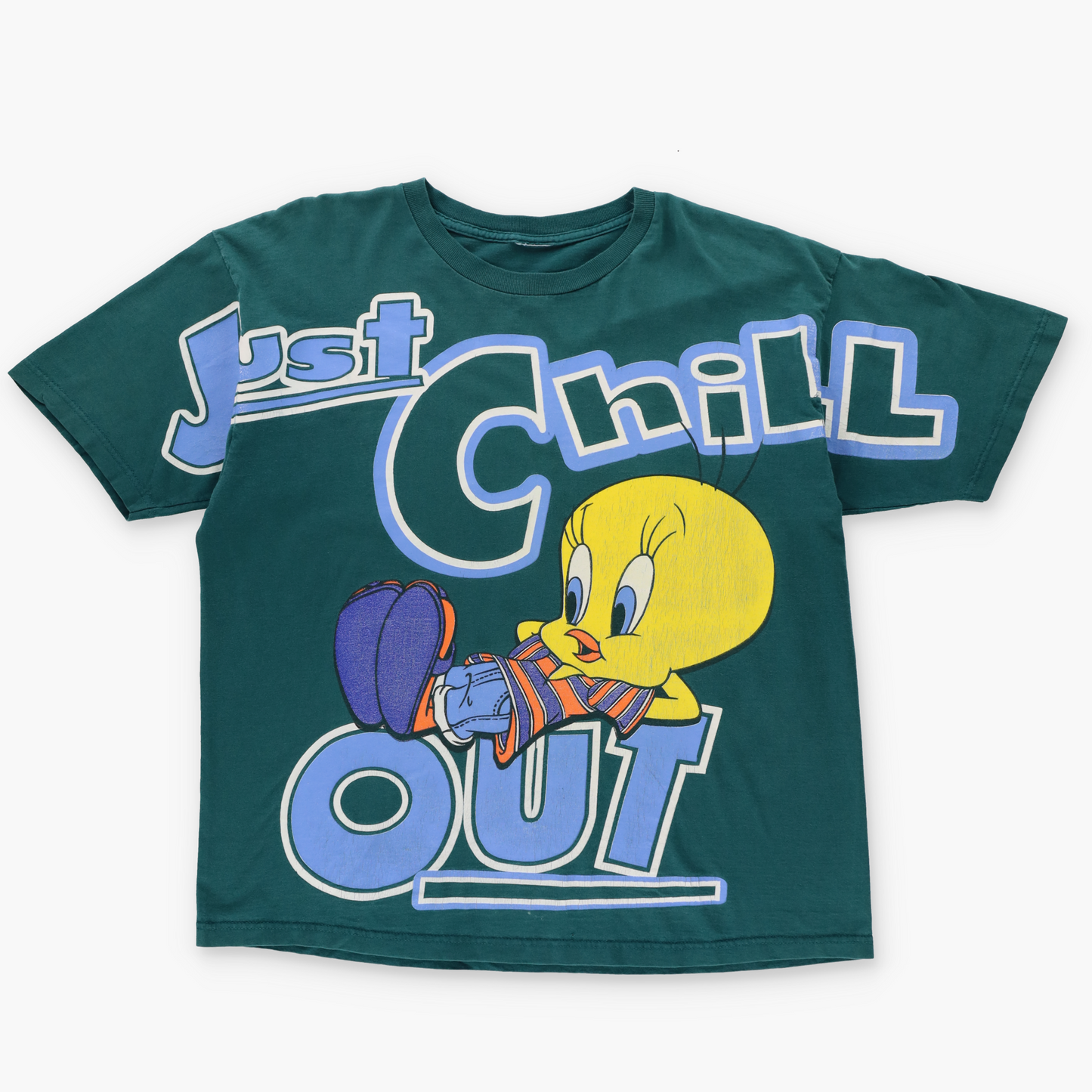 Warner Brothers 90's LOONEY TUNES Tweety Bird 'Just Chill Out' Graphic T-Shirt (L)