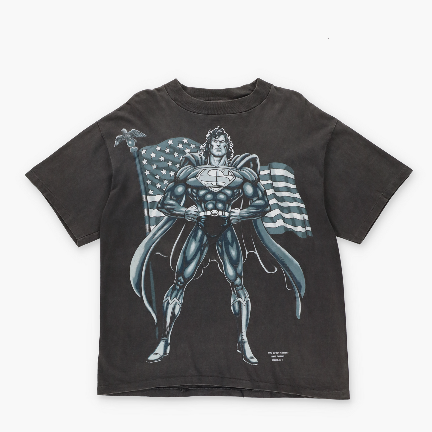 1994 Marvel DC Superman American Flag Graphic Single Stitch T-Shirt (M)
